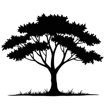 Tree Silhouette Tropical Island Illustration. vector