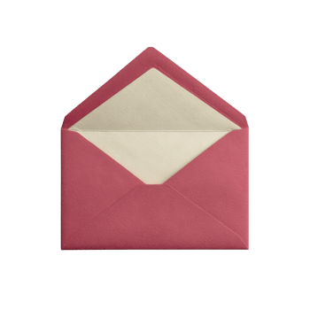 A red envelope with cream colored interior is open, showcasing its elegant design. envelope is positioned against plain background, highlighting its vibrant color and texture png