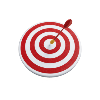A red and white target with bullseye hit by single arrow symbolizes precision and success. arrow is perfectly centered, indicating accuracy and achievement png