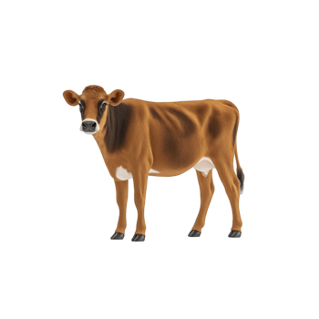 A brown cow stands facing forward, showcasing its full body with calm expression. cow coat is smooth and shiny, highlighting its healthy appearance png