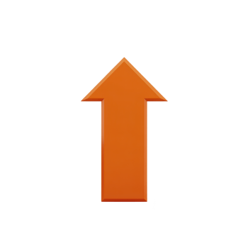 An orange arrow pointing upwards on transparency background, symbolizing direction and progress. arrow is bold and simple, conveying sense of movement and positivity png
