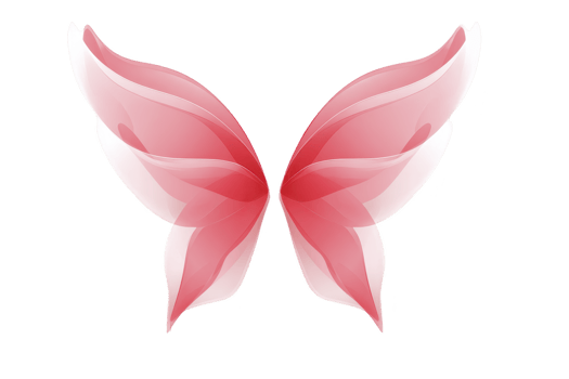 A pair of translucent pink butterfly wings with soft gradient effect, creating ethereal and delicate appearance. wings have layered, flowing design that suggests movement and grace png