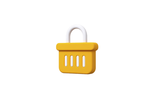 A 3d illustration of yellow padlock with white shackle, symbolizing security and protection. design is simple and modern, conveying sense of safety and trust png