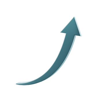 A blue upward curved arrow on transparent background symbolizes growth, progress, or increase. arrow sleek design and gradient color add modern touch png