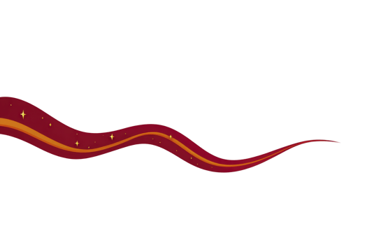 Vibrant red and orange wavy ribbon with sparkling stars creates festive and celebratory atmosphere, perfect for holiday decorations or event banners png