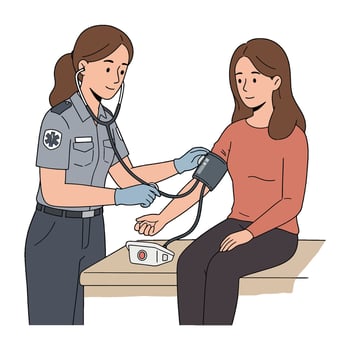 Paramedic Checking Blood Pressure of Woman Patient vector
