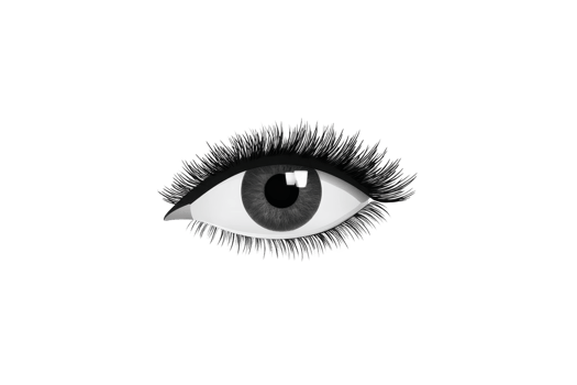 Detailed illustration of human eye with long eyelashes and realistic iris, set against plain background. image focuses on eye intricate details, highlighting texture and depth png