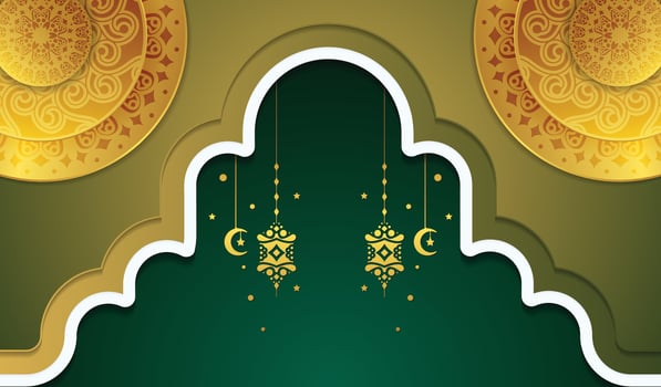 Elegant Decorative Islamic Ramadan Kareem Greeting Background with Lantern Element. vector