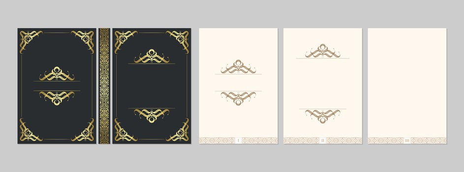 Luxury gold ornamental art book cover design vector