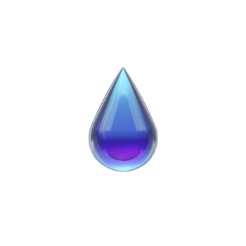 Vibrant, glossy blue and purple gradient droplet icon on transparency background, symbolizing water or liquid with modern, digital aesthetic png