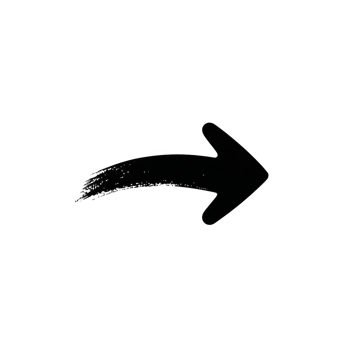 Bold, black, hand drawn arrow points to right on plain background, conveying direction and movement png