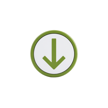 Green downward arrow icon on white circular background, symbolizing download or direction. simple design is clear and easily recognizable, often used in digital interfaces png