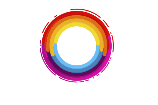 Vibrant circular design features spectrum of colors blending seamlessly, creating dynamic and artistic effect. colors range from red to purple, forming complete circle with smooth gradient png