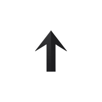 Black upward arrow symbol on transparent background, representing direction or navigation. simple design is often used in digital interfaces or signage png