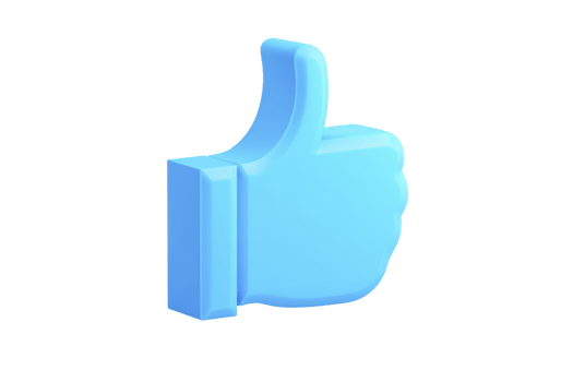 3D blue thumbs up icon symbolizes approval or agreement, often used in digital communication to express positivity or support. icon is simple and modern, with glossy finish png