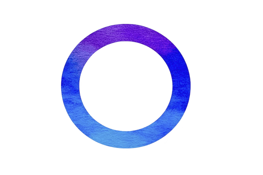 Vibrant watercolor circle with gradient of purple to blue hues, set against transparent background, creates striking and artistic design element png