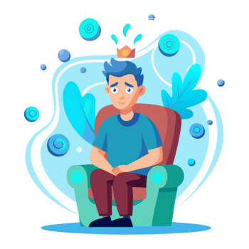 Seated Man with Vertigo Symptoms Cartoon png