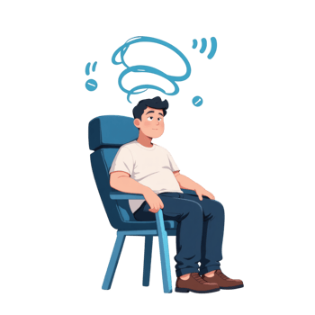 Tired Cartoon Man Sitting Isolated png