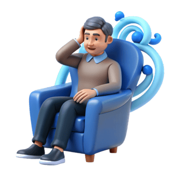 Fainting Male Character with Blue Swirls png