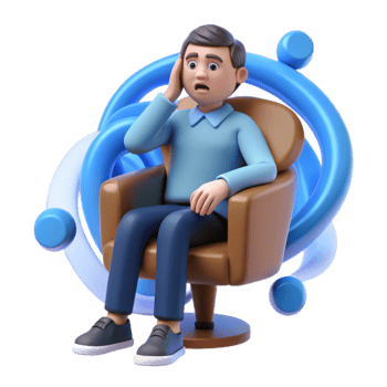 Cartoon Character in Chair with Health Issue png