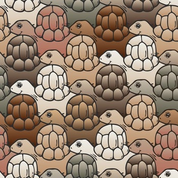 Earthy turtle tessellation seamless pattern in soft tones vector
