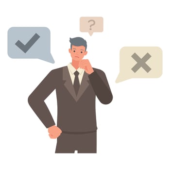 Business decision making illustration concept. Business people working in office planning, thinking and economic analysis.Office man character design. vector
