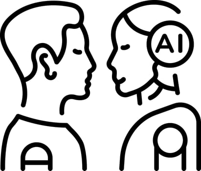 A line style icon representing human ai vector