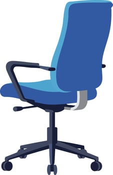 Blue ergonomic office chair with adjustable height and wheels for workspace comfort and productivity vector