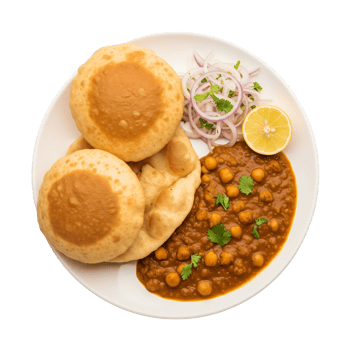 Chole Bhature Indian Dish Brown Flatbreads Chickpea Curry png