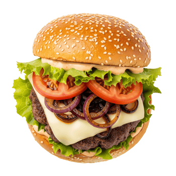 Sesame Bun Cheeseburger Isolated on a transparent background png