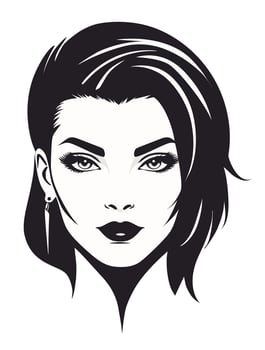 Woman face with mullet haircut, shoulder length, characteristic of 1980s hairstyle vector