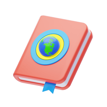 Earth Book 3D Icon. Book with Earth on cover 3d icon png