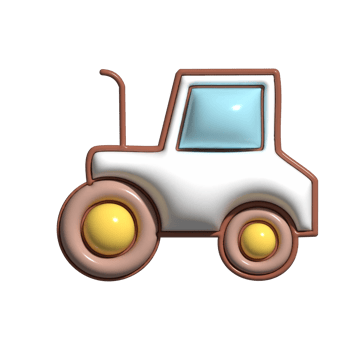 3D Cartoon Tractor Farm Vehicle Icons png