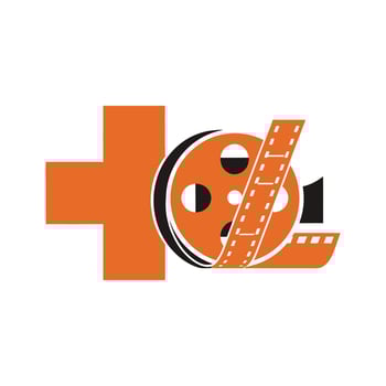 Medical Film Reel Cross Logo Design vector