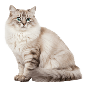 Majestic Cream-Colored Siberian Cat with Striking Blue Eyes Posing Elegantly png