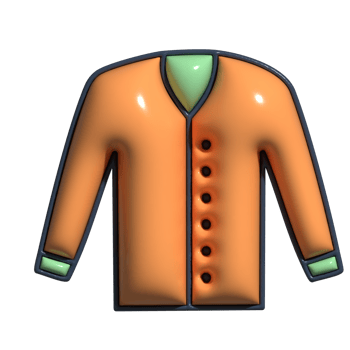 3D Cartoon Cardigan Knitwear Apparel Icons png