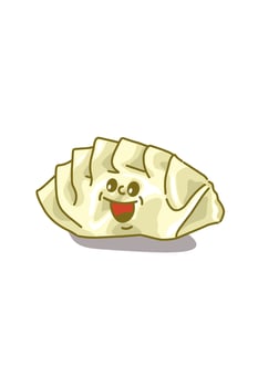 Cute doodle kawaii gyoza Japanese food with smile vector