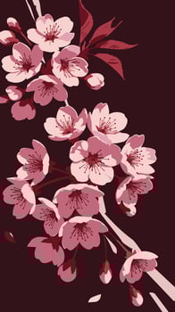Delicate Pink Cherry Blossoms on Dark Background vector