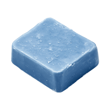 Blue square chunk shows rounded edges and a textured surface on transparent background png