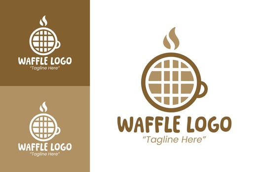 Professional Waffle House Logo Design with Brown and White Color Scheme vector