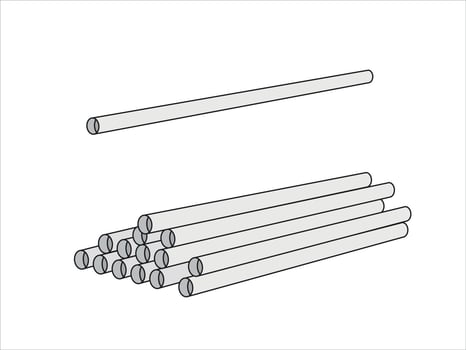 Set of Steel or aluminum pipes in perspective. Large-diameter sewer water pipe. vector