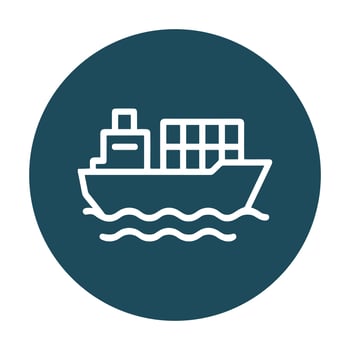Container ship at sea icon. Icon symbol illustration vector