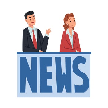 TV News Anchors, Television Industry Concept Cartoon Style Illustrationv vector