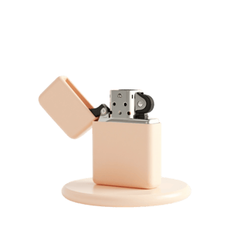3D Rendered Beige Lighter Object with Open Lid Standing on a Base Isolated on a Transparent Background png