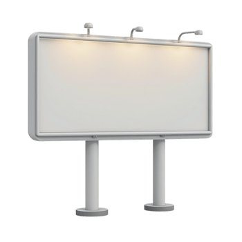 Blank Illuminated Billboard for Advertising Mockup isolated on Transparent Background 3D Render png