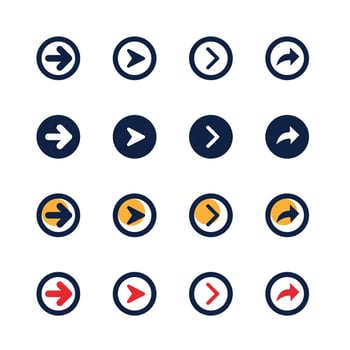 Circle Arrow icon. Mega set of isolated arrows. Black arrows icons. Arrow modern collection. Set different cursor arrow direction symbols in flat style. vector