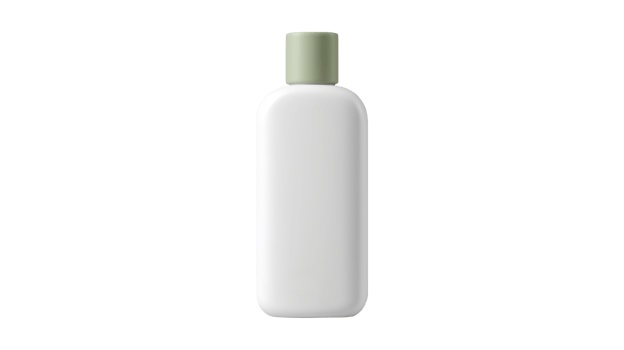 White cosmetic bottle with sage green cap for natural beauty png