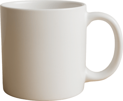 White ceramic mug large capacity single handle transparent background coffee mug png
