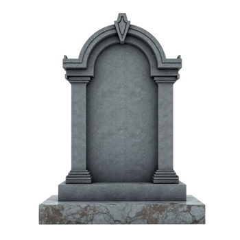 Detailed view of an ancient stone tombstone or gravestone on a transparent background png