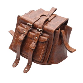 Detailed Studio Shot of a Vintage Brown Leather Bag on a Transparent Background png